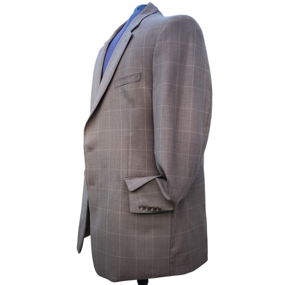 50 Blazer Brown Tan LR Lauren HERITAGE BLAZER Windowpane Sport Coat Office Club